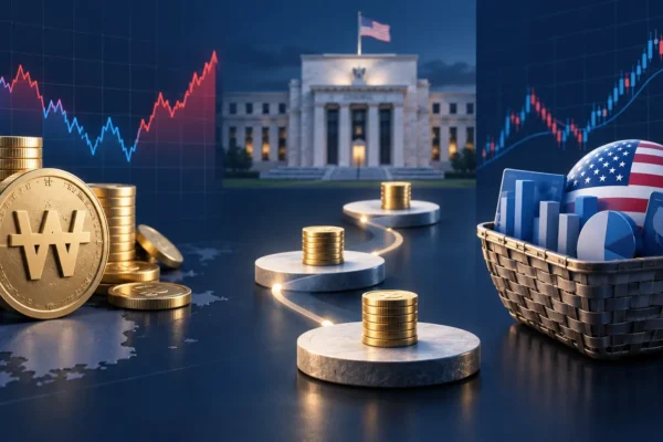 FOMC 발표 날 미국 ETF 주문 시점과 지정가 전략을 표현한 금융 일러스트