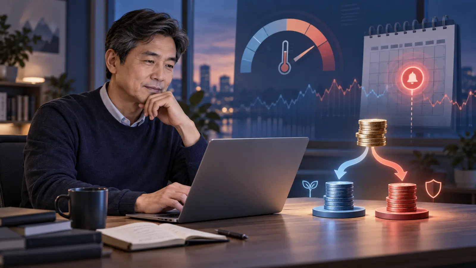 미국 CPI 발표 전 S&P500 ETF 투자금을 두 번으로 나누는 중년 투자자