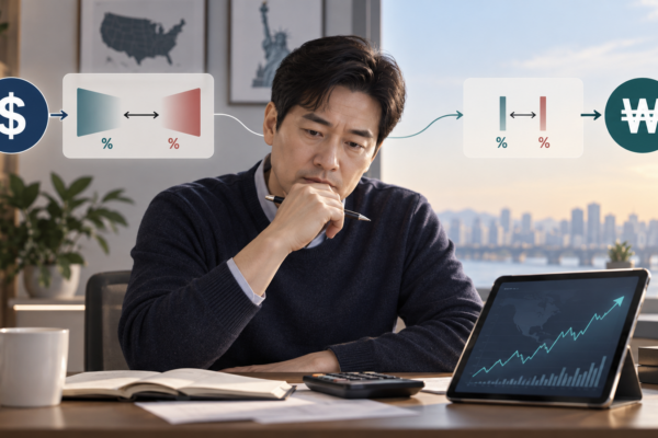 환율 우대 95% 적용 전후의 달러 환전비용을 계산하는 40대 투자자