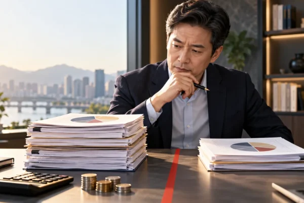 연금저축 600만원 세액공제 구간을 계산하는 50대 직장인