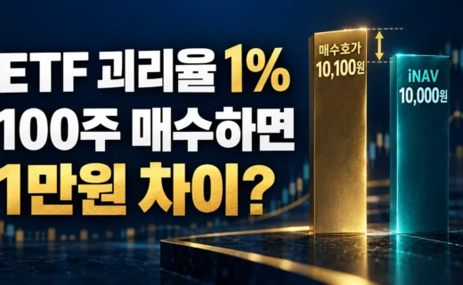 ETF 괴리율 1%에서 iNAV 1만원과 매수호가 1만100원의 차이를 표현한 썸네일