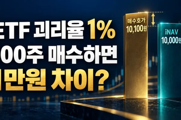 ETF 괴리율 1%에서 iNAV 1만원과 매수호가 1만100원의 차이를 표현한 썸네일