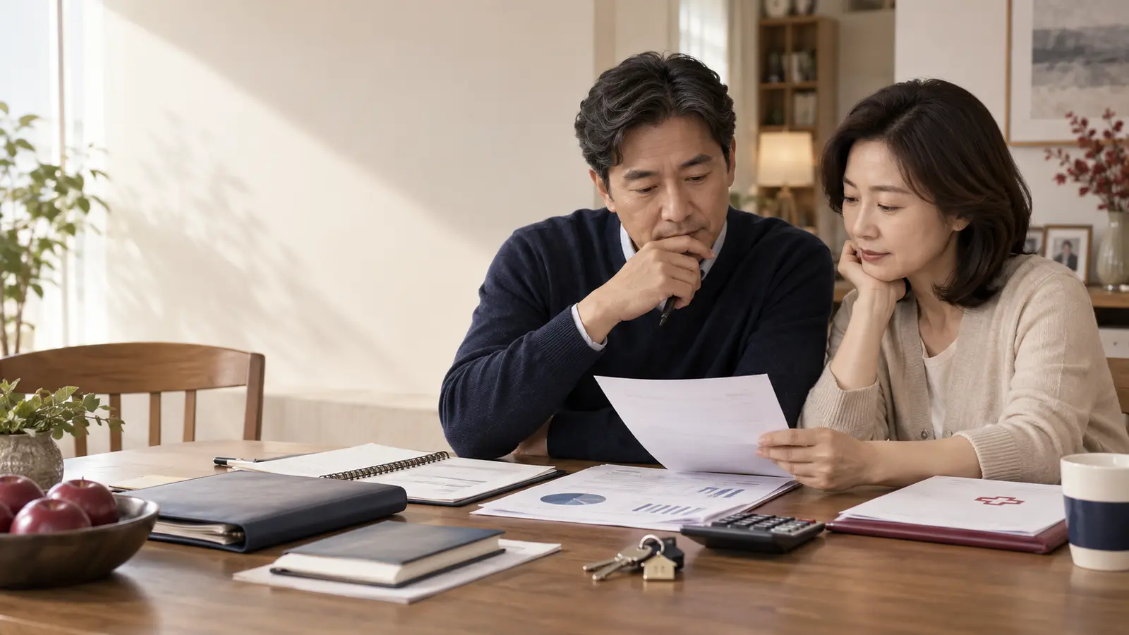 IRP 중도인출 사유와 세금을 검토하는 40대 부부