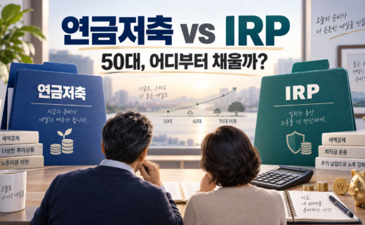 연금저축과 IRP 차이를 비교하며 50대 납입 순서를 고민하는 직장인 부부