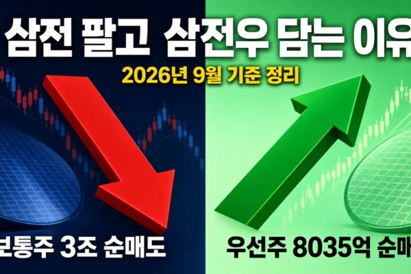 삼성전자 주식 매도, 삼전우 순매수 1위 이유 3가지 완전정리 (2026년 9월 기준)의 핵심 내용을 보여주는 가로형 대표 이미지