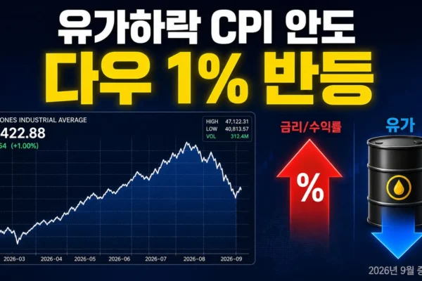 유가하락 CPI 안도 다우 1% 반등, 40대 아빠가 정리한 2026년 9월 증시의 핵심 내용을 보여주는 가로형 대표 이미지