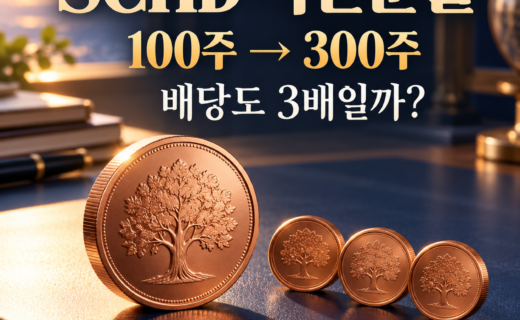 SCHD 액면분할로 100주가 300주가 되어도 배당과 총가치는 별도로 확인해야 한다는 설명