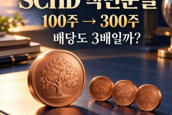 SCHD 액면분할로 100주가 300주가 되어도 배당과 총가치는 별도로 확인해야 한다는 설명