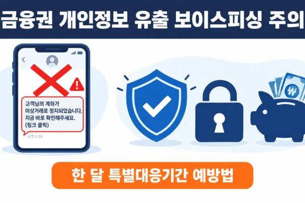금융권 개인정보 유출 보이스피싱 주의보, 한 달 특별대응기간에 꼭 해둘 것의 핵심 내용을 보여주는 가로형 대표 이미지