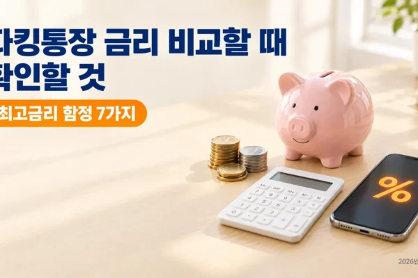 파킹통장 금리 비교할 때 확인할 것 7가지, 2026년 10월 기준 최고금리의 함정 정리의 핵심 내용을 보여주는 가로형 대표 이미지