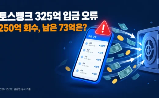 토스뱅크, 325억원 입금 오류 250억 회수 총정리와 내 계좌 체크포인트의 핵심 내용을 보여주는 가로형 대표 이미지