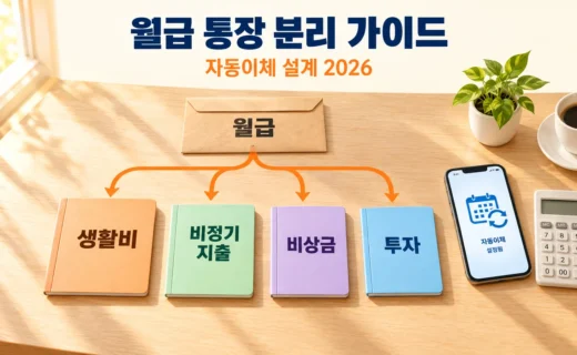 월급 통장 분리 가이드: 생활비·비정기 지출·비상금·투자 자동이체 설계 2026 워킹맘 실전편의 핵심 내용을 보여주는 가로형 대표 이미지